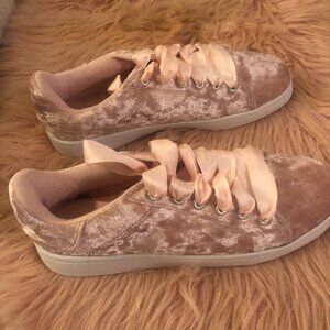 Pink velvet sneakers